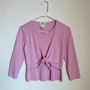 Talbots Light Pink wrap Top with tie bow detail
